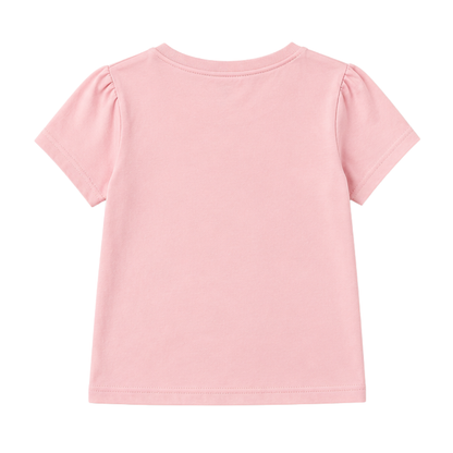 TOYSREX Girls' Graphic Cotton T-Shirt – Dream Big Cat & Rainbow Design – Pink